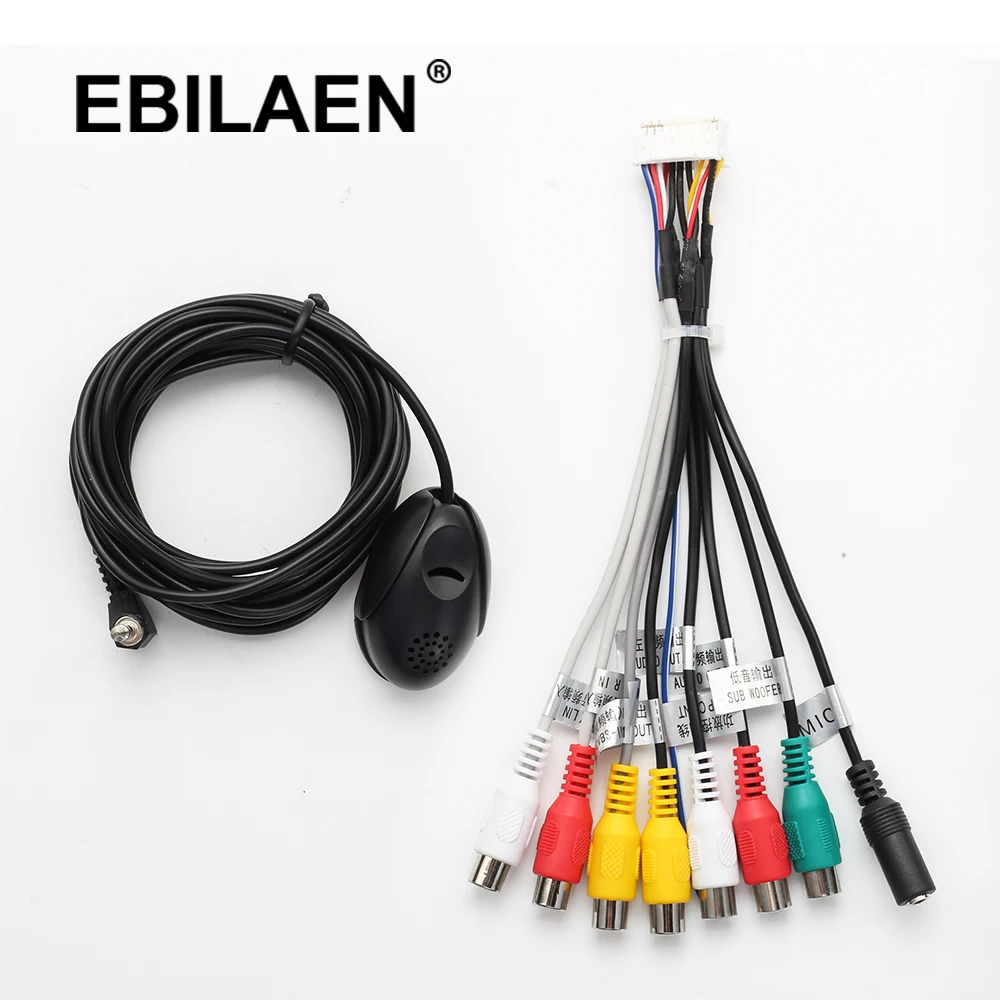 EBILAEN  External Microphone and RCA Audio Output Aux-in Adapter Cable For Android Radio Headunit Car Multimedia Player Screen