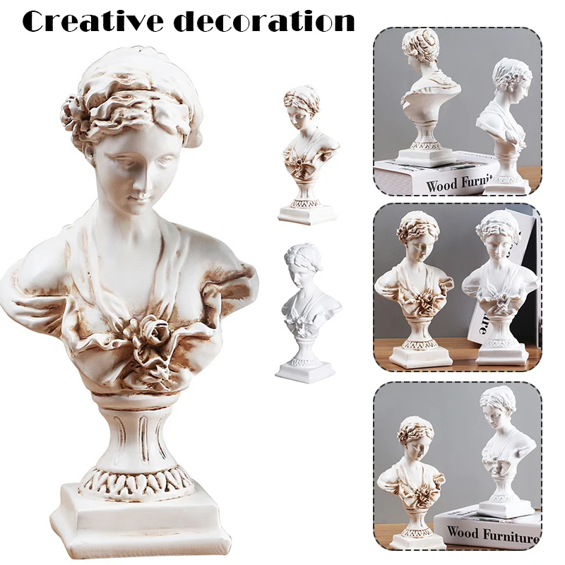 

Small Greek Girl Art Decor Resin Craft Figurine Ornament For Home Office Shelf 12x9x22cm Mini Size Home Decoration Accessories