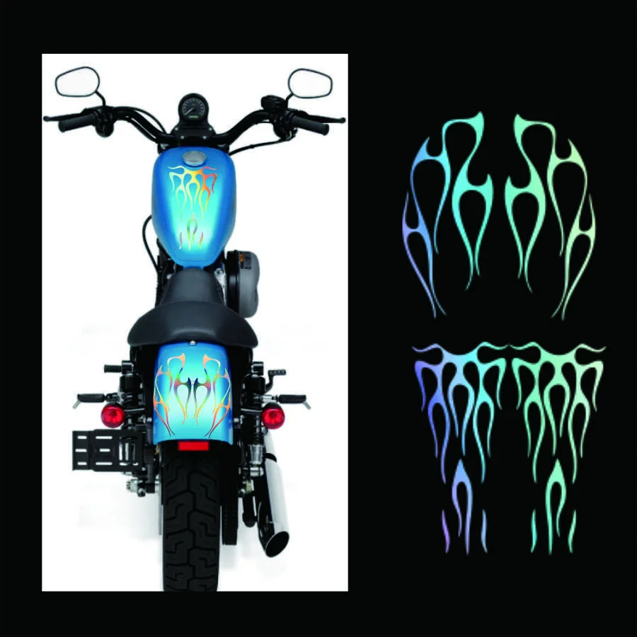 Motorcycle Laser color Flame style Gas Tank Decals Stickers For Honda Universal
