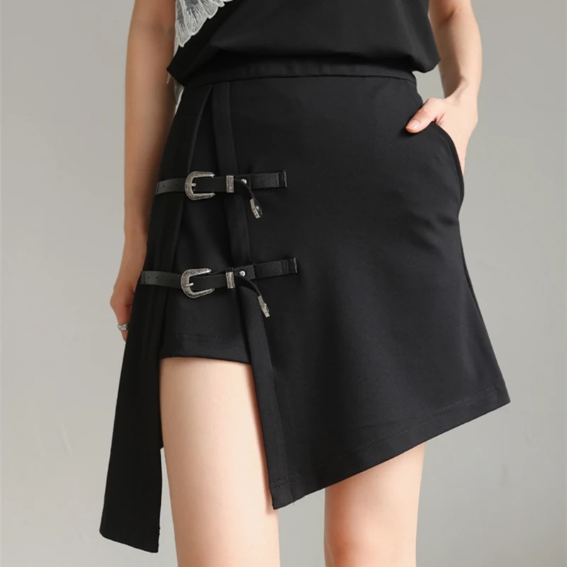 

Summer Punk Style Women Mini Skirt Sexy A-Line Korean Casual Irregular Ladies High Waist Harajuku Gothic Skirts Female