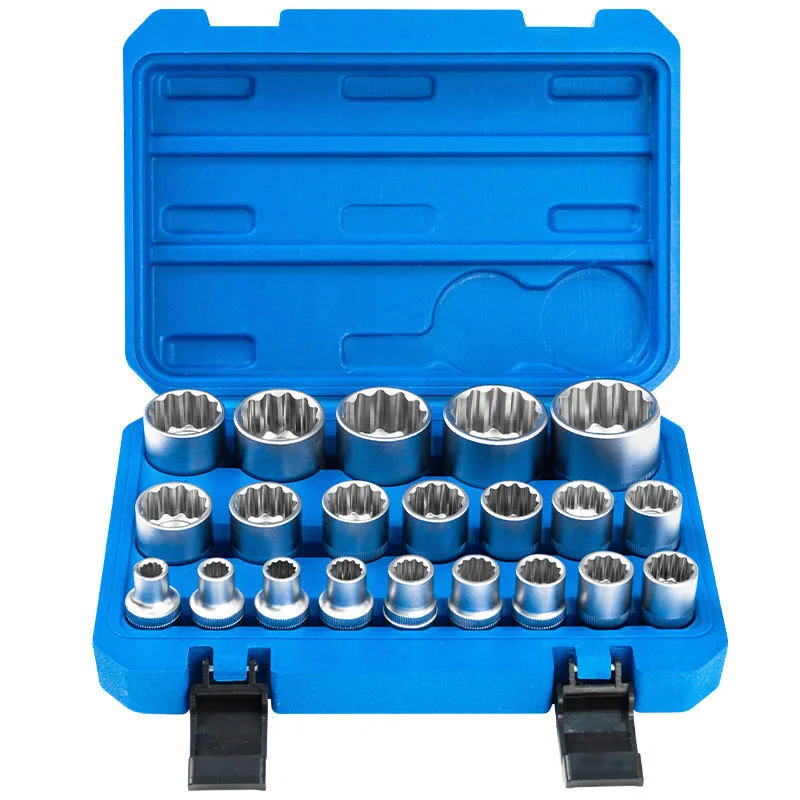 21-Piece Set Of 12-Point Plum Blossom Socket Set 1/2 Inch Big Fly Socket Head 8-36mm Specification Plum Blossom Socket Head NEW