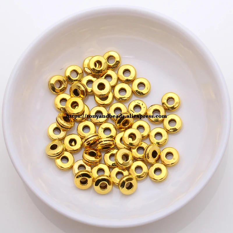 (50 Stück / Los!) Europäischer Spacer-Charm-Verbinder, Crimp-Endperlen aus Legierung in Antikgoldfarbe, geeignet für die Armbandherstellung. – Detail 39