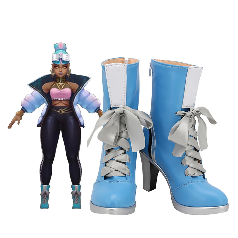 

Qiyana True Damage Blue Boots Cosplay LOL Qiyana Cosplay Boots Blue Leather Shoes Custom Made