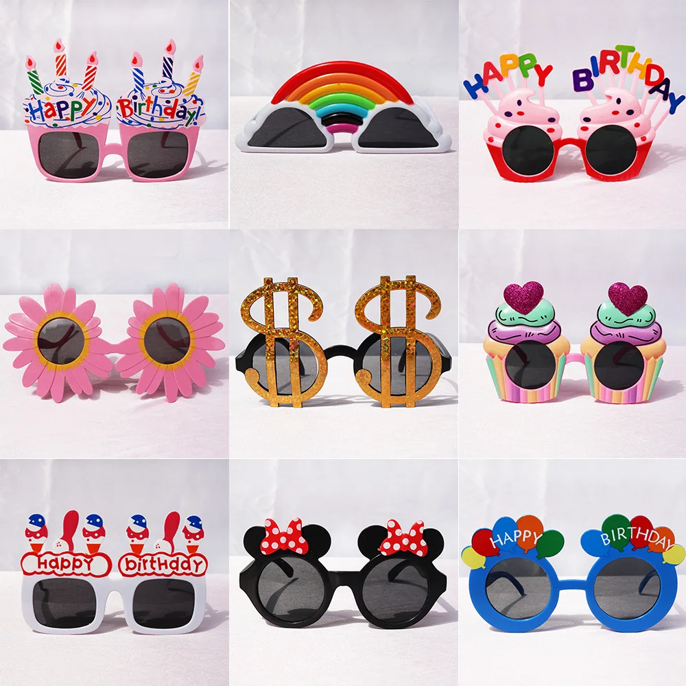 Gafas de feliz cumpleaños para niños, accesorios de plástico para fotomatón, suministros para fiesta de cumpleaños, accesorios para recuerdo de fiesta, 1 ud.