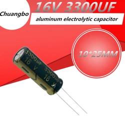 10pcs-30pcs 16V 3300UF 10*25 condensatore elettrolitico in alluminio ad alta frequenza a bassa ESR/impedenza dimensioni 10*25MM 3300UF 16V 20%