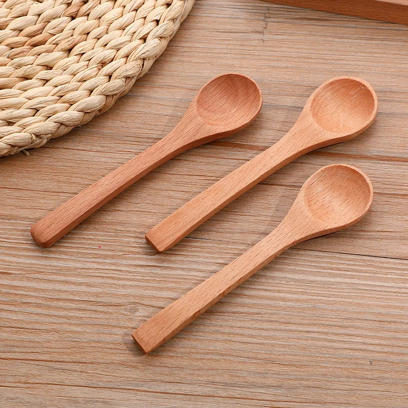 500pcs/lot High quality Wooden spoon wooden children's jam spoon Mini honey spoon beech spoon 12.7cmx3cm Factory wholesale