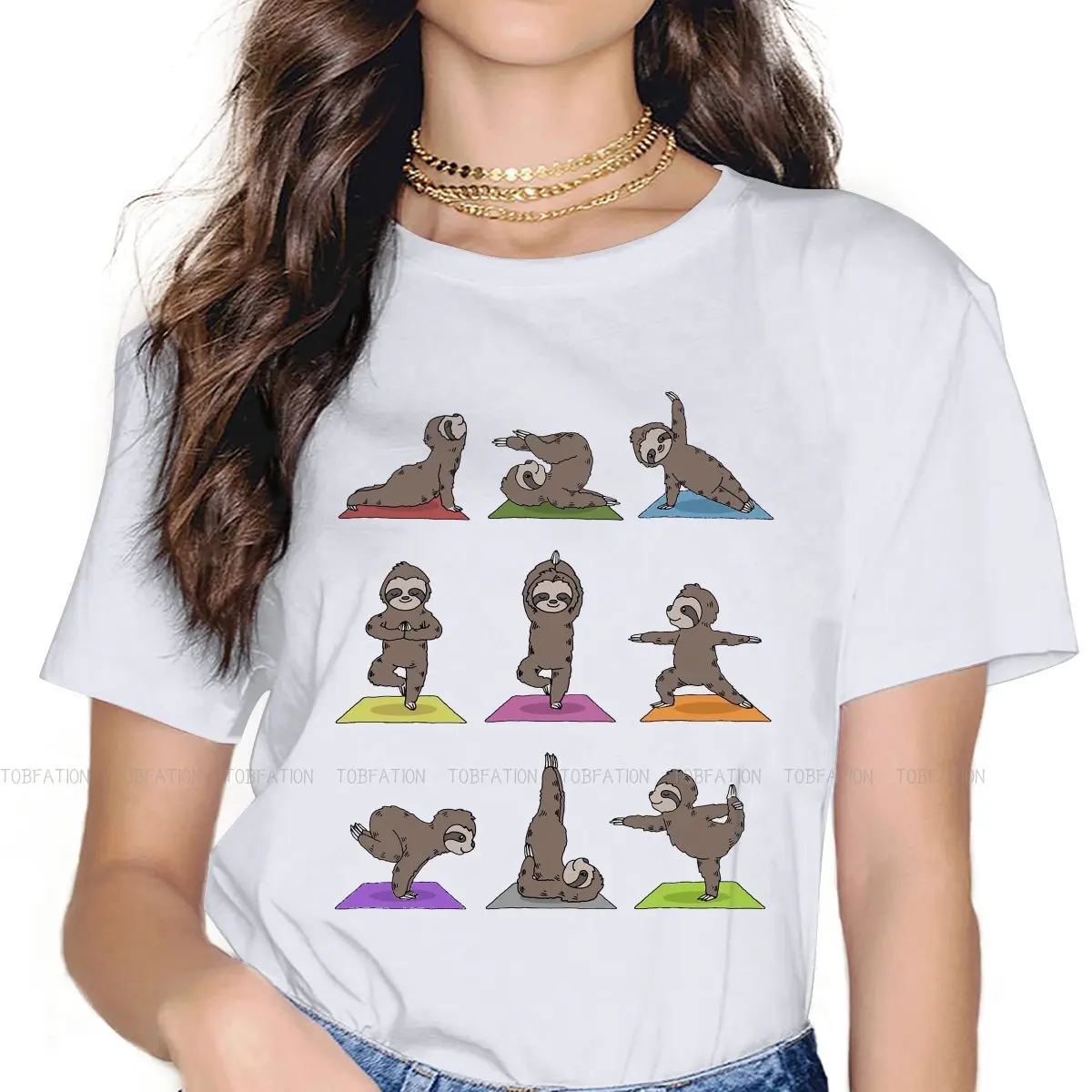 Sloth TShirt For Women Yoga Other Tops Female T Shirt Cotton Graphic Oversized