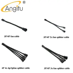 Angitu 3Pin/4pin 1x2x 3x 4xFan 연장 케이블 PWM/팬 쿨러 어댑터 남성-여성 PC CPU 팬 전원 케이블