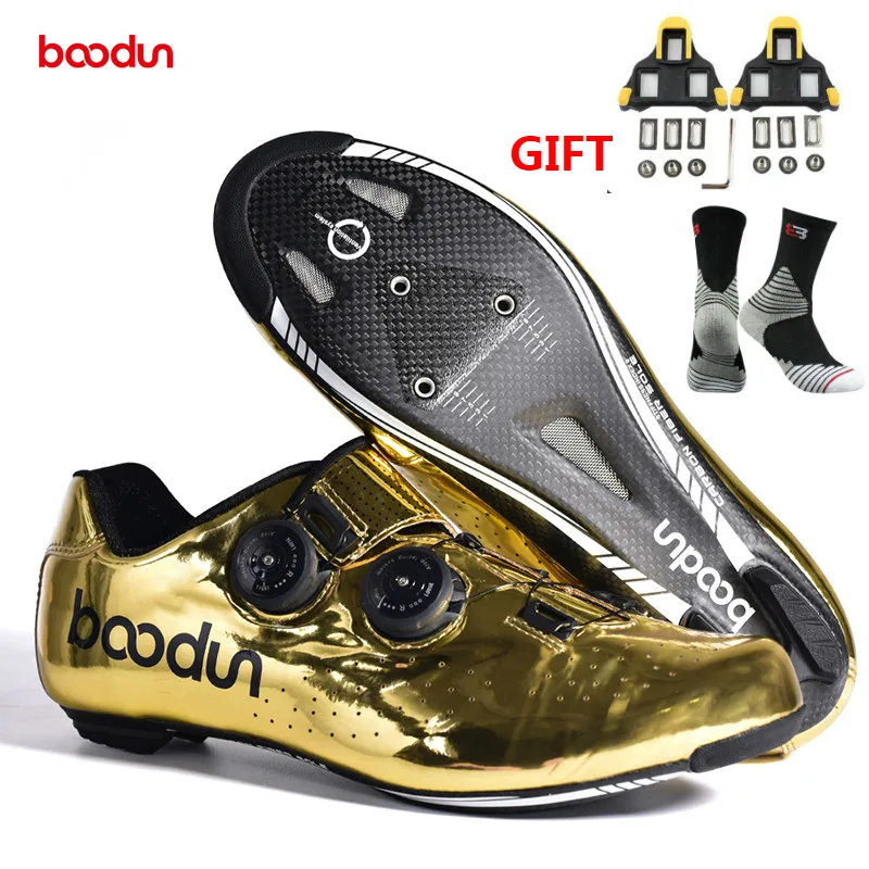 boodun 2020 gold Road Cycling Shoes road bike Self-Locking Shoes Carbon Fiber Ultralight professional Bicycle Racing Shoes 39-45