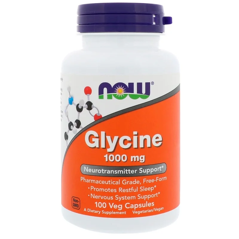 Free shipping glycine 1000mg neurotransmitter, free form can promote sleep and nervous system support 100 vegetarian capsules