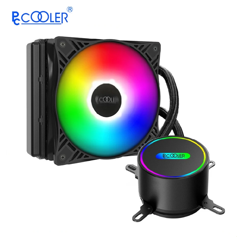 Pccooler 120/240VC CPU Water Cooling Radiator LED 4PIN Silent Fan LED Intelligent Control For AMD AM4 AM3 Intel 2011 2066 115X