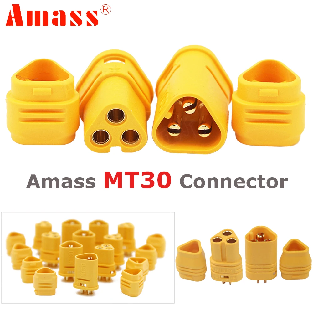 AMASS MT30 2mm 3-pin Male Female Bullet Connectors Plug For RC Lipo Battery RC Car Boat Quadcopter Multicopter Toy DIY