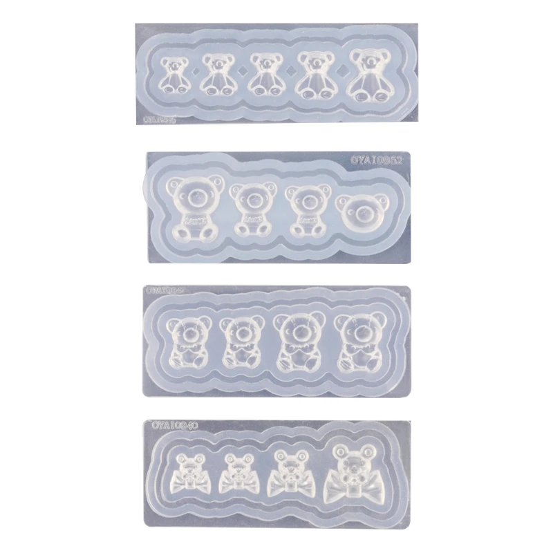 Crystal Epoxy Resin Mold Carving 3D Bear Silicone Mould DIY Nails Stencils F3MF