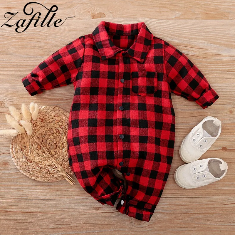 

ZAFILLE Baby Rompers Plaid Clothes For Newborns Boys Sleepwear Spring Jumpsuit For Kids Girls Overalls Casual Boys Baby Crawlers