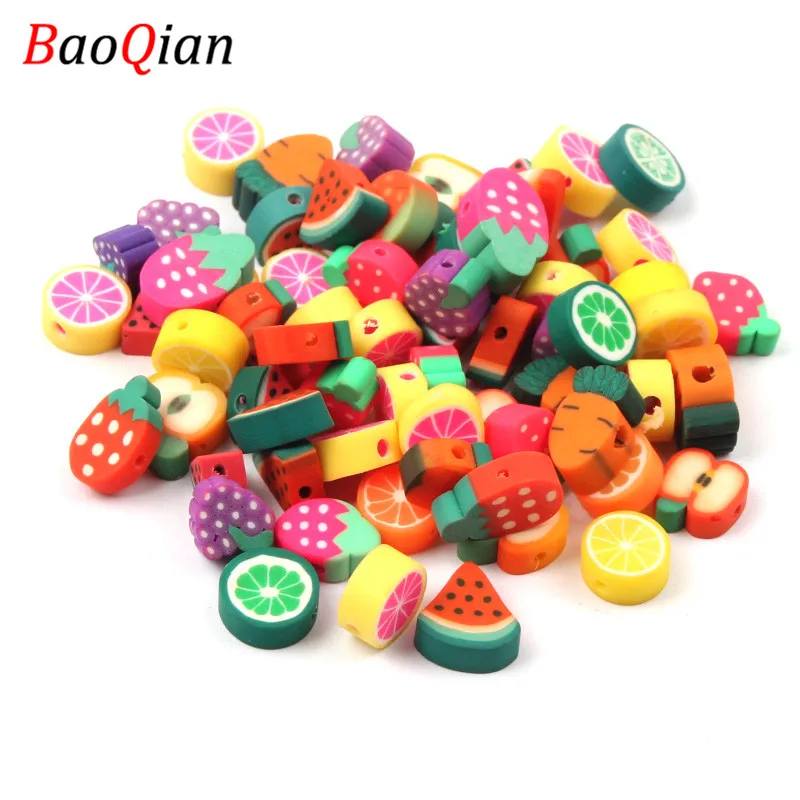 Бусины из полимерной глины для изготовления украшений «сделай сам», разделители для фруктовой глины, аксессуары для детских браслетов, 50 шт., 10 мм