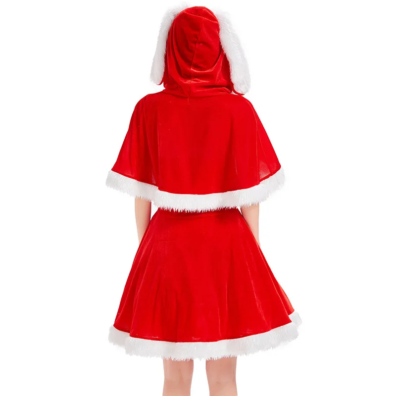 Disfraz de Papá Noel para fiesta de Navidad, vestido rojo vino, bonito disfraz de niña de Navidad