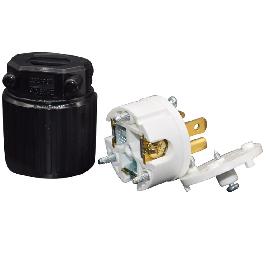 American UL Copper NEMA L5-20P Re-wireable US Wiring Plug 3p Power Converter Anti-off Straight Inline Industry Locked Plug