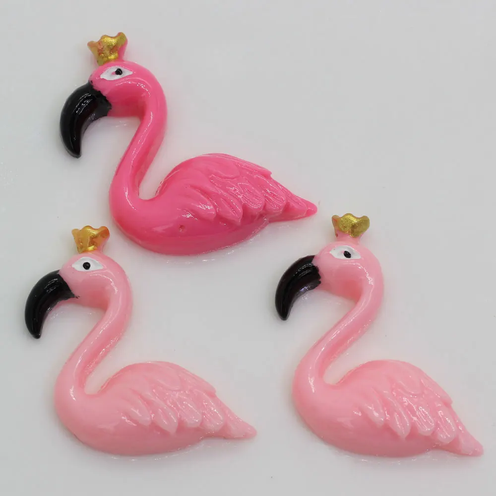 20/100pcs  Cute Resin Flamingo Flatback Cabochon Flamingos Bird Resin Flat Back Scrapbooking DIY Planar Hair Bow Center