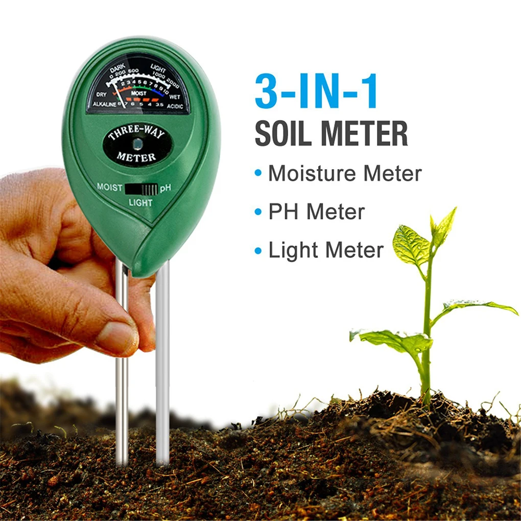 3 in1 Soil Water Moisture PH Meter Acidity Humidity Sunlight Light PH Test Garden Plants Flowers Moisture Testing Instrument