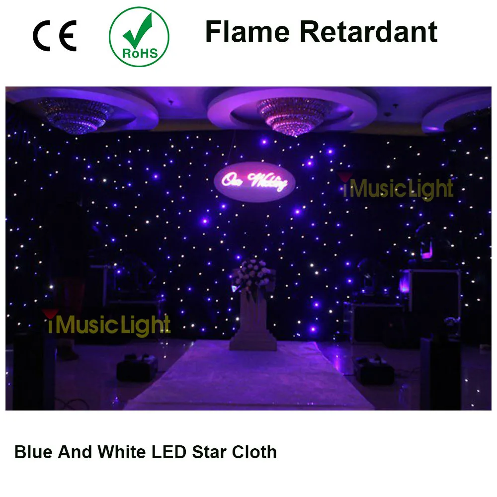 

4mx9m Blue&white Events DJ Backdrop LED Starlit Curtain for Wedding Party Decoration with Bar Disco Hotel etc