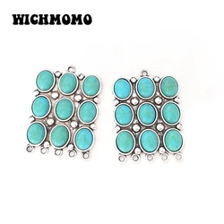 New Fashion Zinc Alloy Inlay Blue Resin Stones Multi-hole Connectors Linker Pendants Diy Jewelry Necklace Handmade Accessories