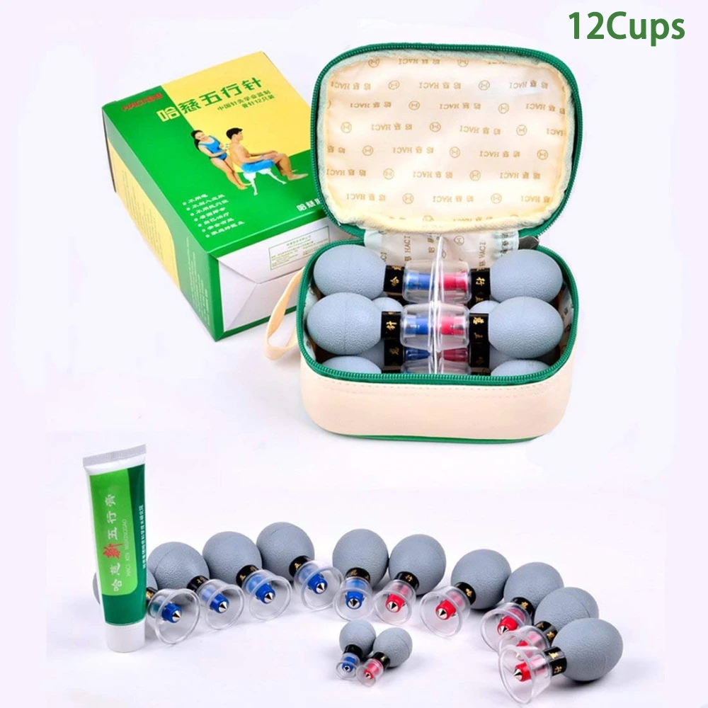 Chinese Biomagnetic Cupping Set Acupressure Massage Tool for Pain Relief 12/18 Cup Vacuum Haci Magnetic Therapy Cupping