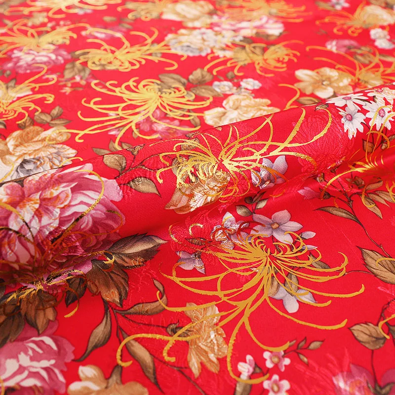 Satin flower fabric brocade garment fabrics DIY patchwork needlework material for sewing cheongsam and kimono