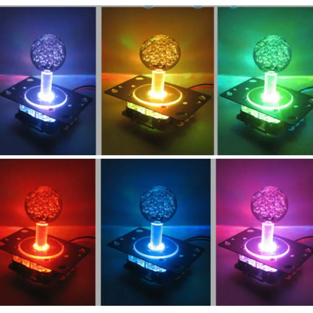 LED Illuminated Arcade Joystick ,Colorful Joystick, Switch from 4 to 8 Way Operation for Arcade Game, 12V