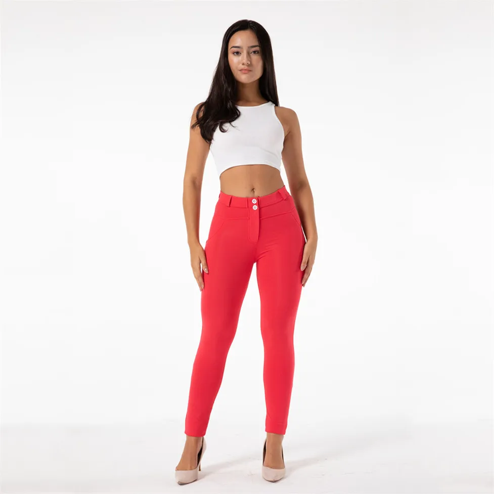 Imagem -02 - Shascullfites-melody Red Skinny Jeggings Femininos Jegging de Treino de Algodão Meia-calça Calças Lift Bum Roupas Femininas