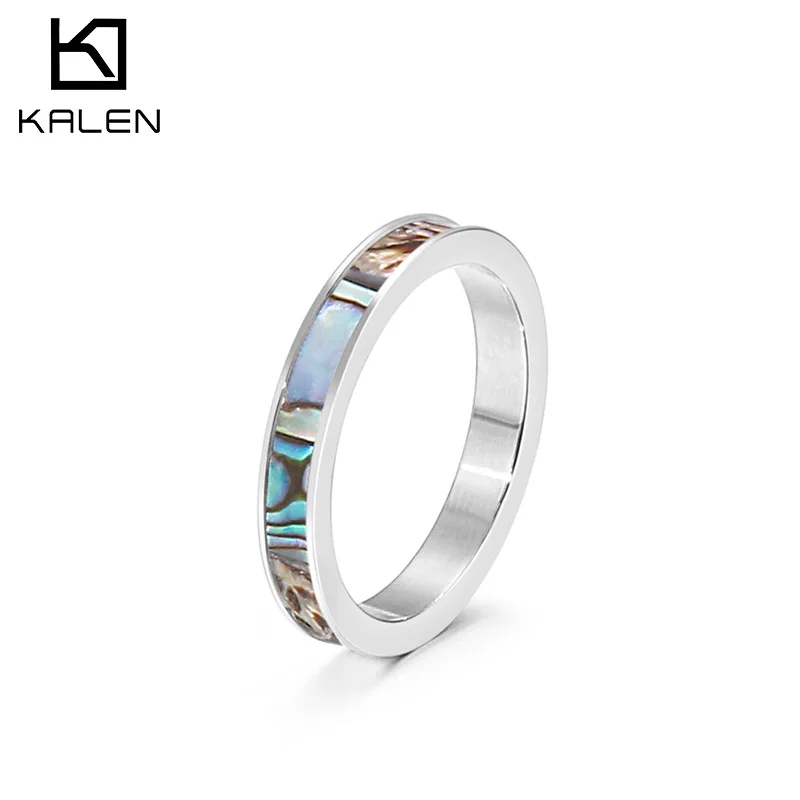 Kalen Exquisite Shell Stainless Steel Women\'s Ring Size 6-7 Engagement Ring Party Accessory