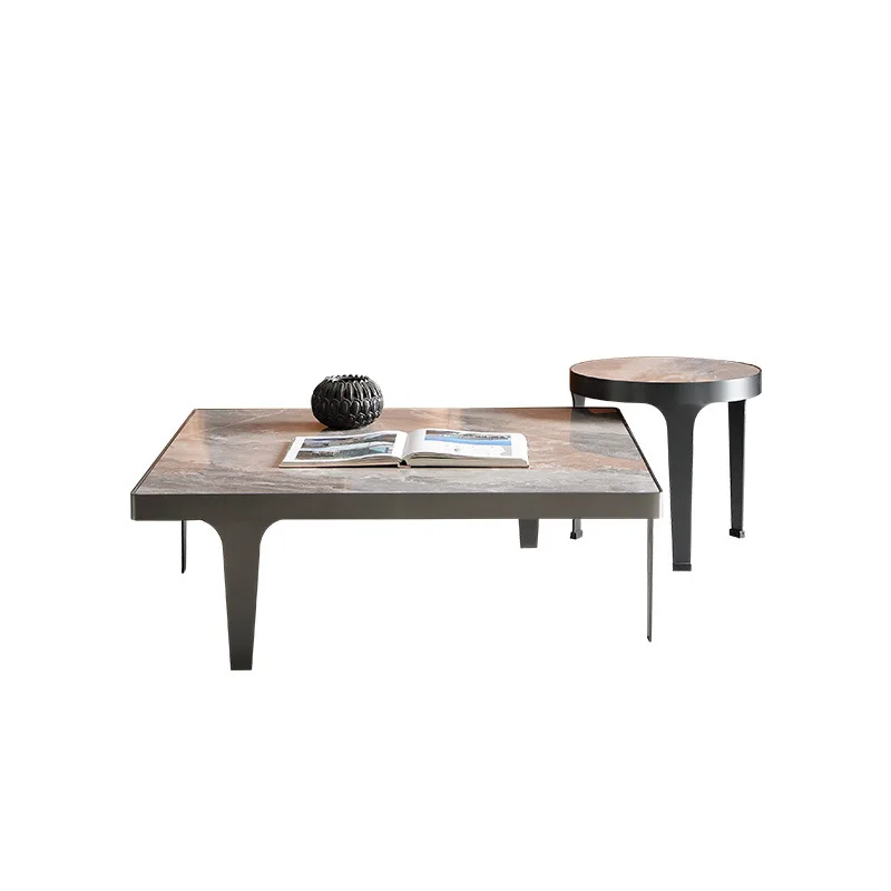 

Italian light luxury slate tea table small family living room square minimalist creative coffee table combination