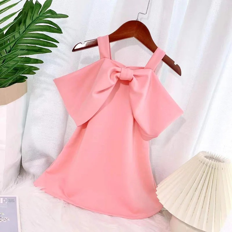 Girls Baby Summer Clothes kids Bow Knot Sling Dress For toddler Girls Baby Clothing 1-6T Birthday Princess party Dresses Dress