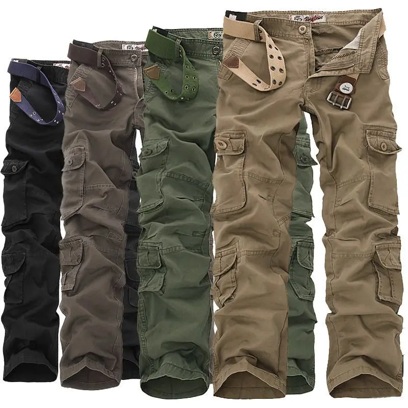 Mens Cargo Pants Cotton Tactical Pants Jogger Straight Trousers Many Pocket Outdoor New Combat Male Men Casual Cargo Pants