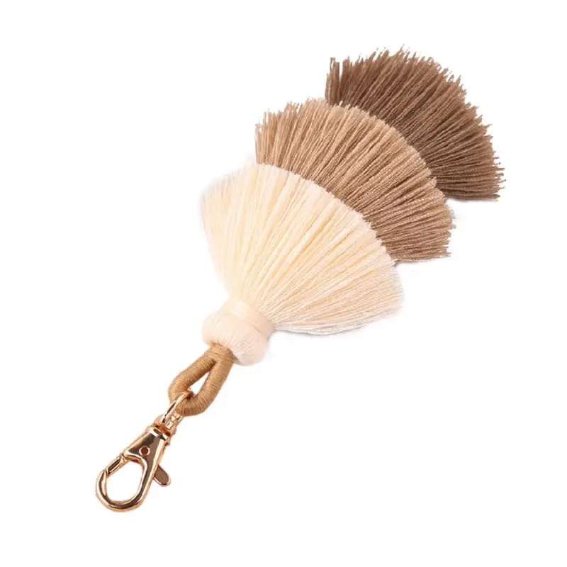 C6UD Handmade Women Colorful Boho Pom Pom Tassel Bag Charm Key Chain Fashion Jewerly