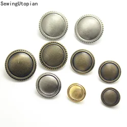 10PCS Striped Leather Buttons Spot Men's and Women's Windbreaker Metal Buttons Coat Button Ancient Silver Bronze Gold 15-25mm