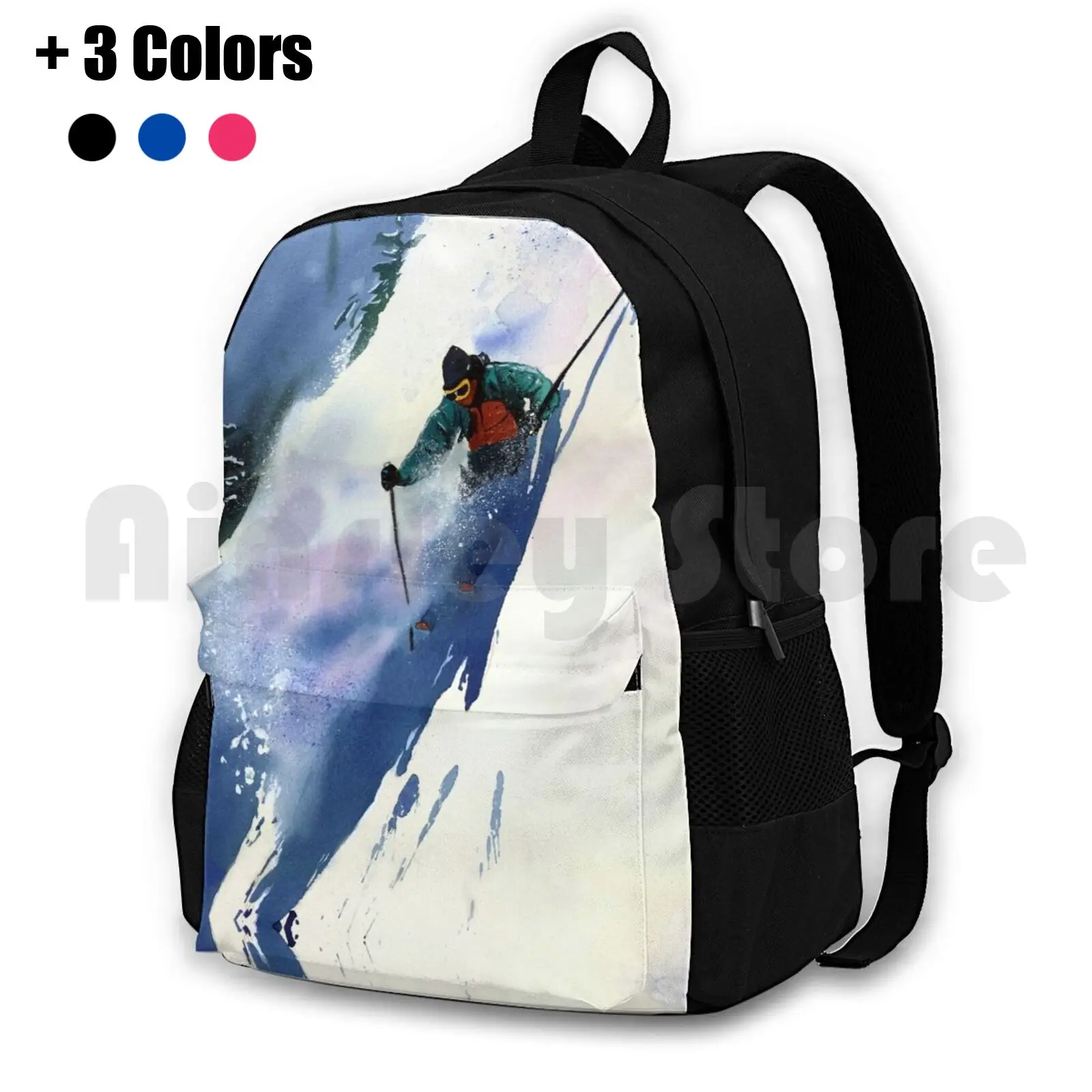 Extreme Downhill Outdoor Hiking Backpack Waterproof Camping Travel Skiing Skiing Skier Winter Sport Skiing Painting Ski Sports