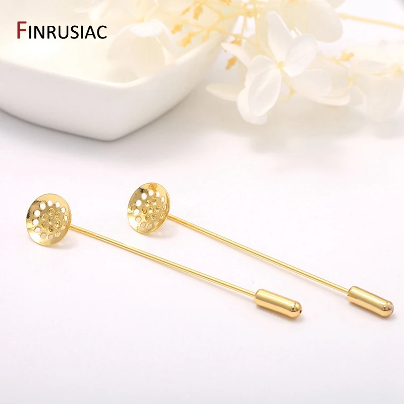 72mm 14K Real Gold Plated Safety Pin Brooch Base Accessories Brooch Blank Fittings Brooches Pins