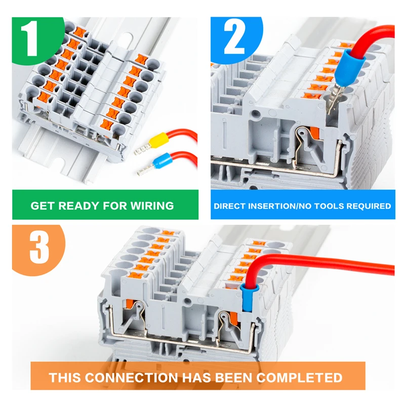 PT2.5 quick wiring arrangement push-in terminal wire connector Din Rail Combined Push In Spring Screwless Terminal Block