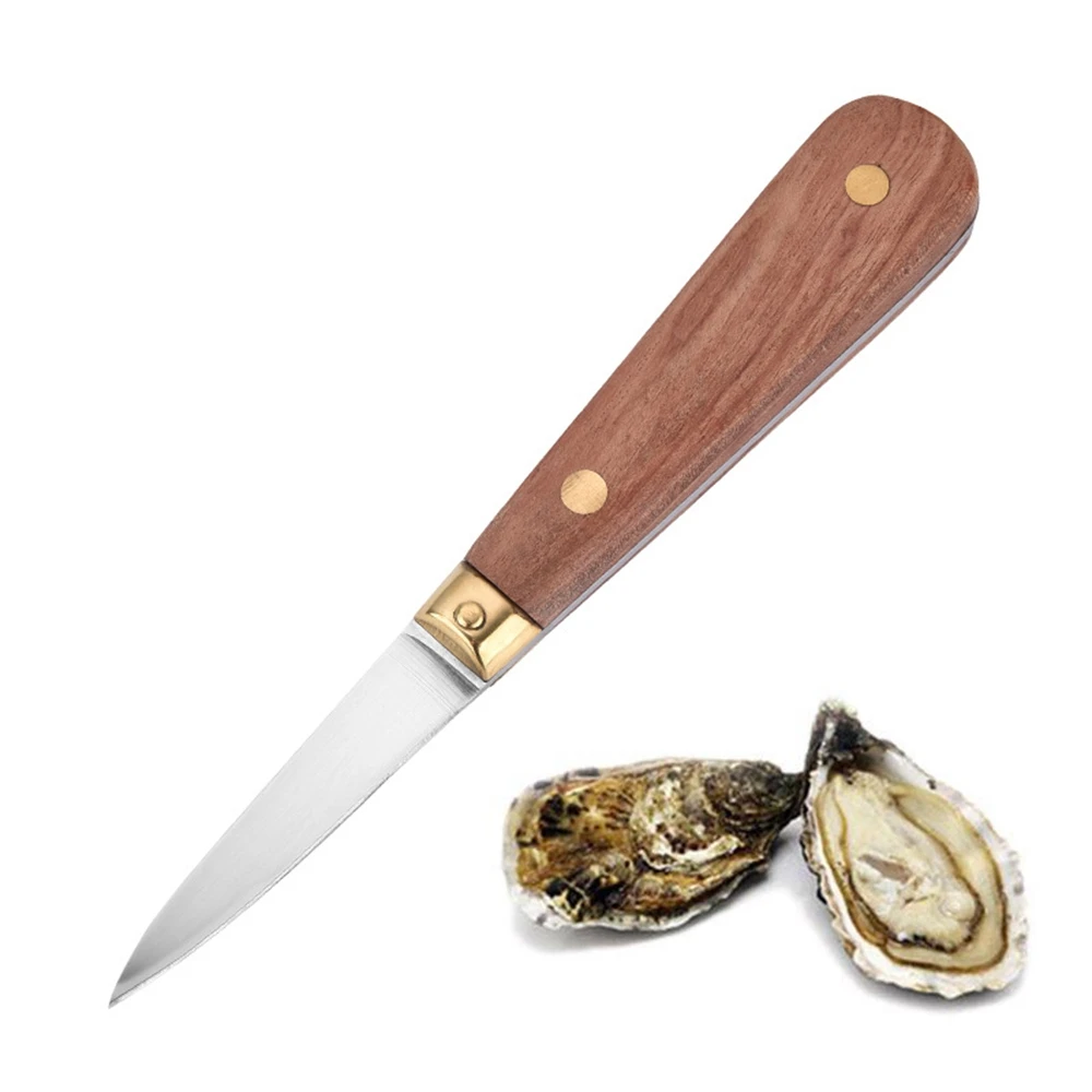 1pc Oyster Knife Kitchen Seafood Tool Rosewood Handle Stainless Steel Raw Shell Knife Shellfish Opener Tool Tea Knife