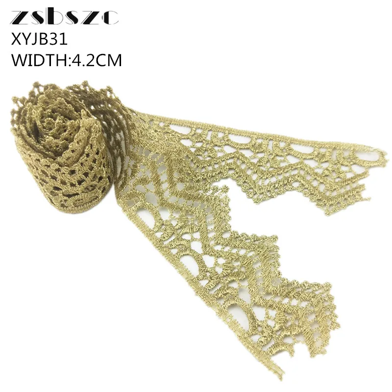 3CM Width 10Yards Gold Lace Trim For Stage Performance Party Cosplay Wedding Clothes DIY Sewing Garments Accessories