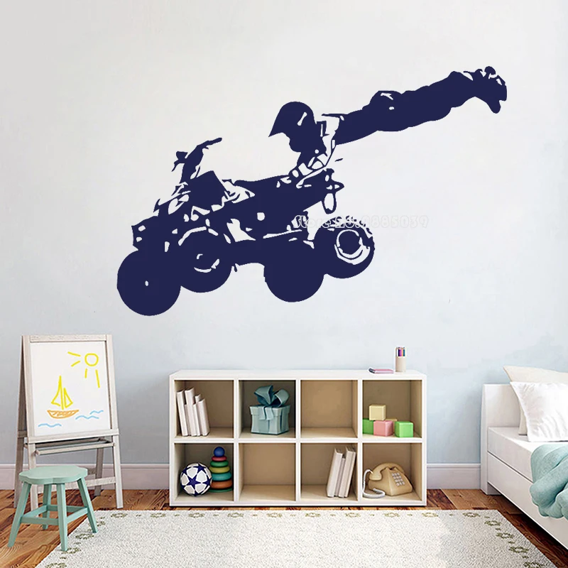 Quad Motor Racing Rider Extreme Sports Wall Decal Art Vinyl Stickers Teens Boys Playroom House Wall Decor Cool Design Gift LL453