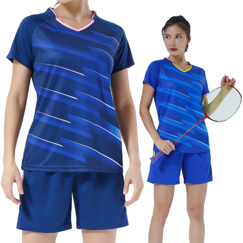 

Badminton Women Short Sleeve Sets Breathable Shirts Tennis Quick Dry Running Sport Fitness Training T Shirts Shorts Team Suits