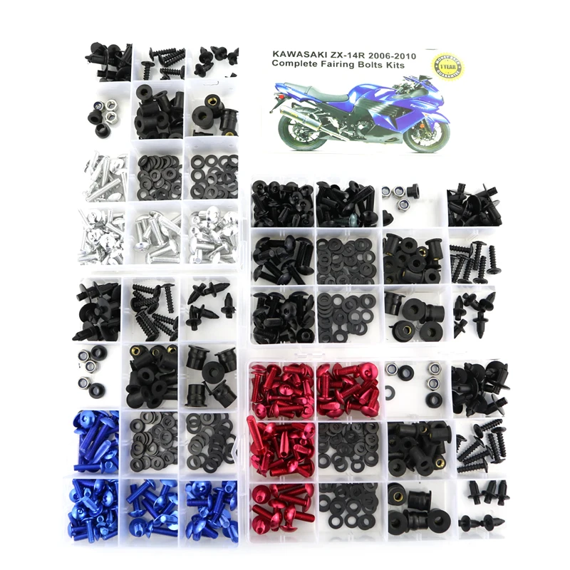 

Fit For Kawasaki ZX14R ZX-14R 2006-2010 Complete Full Fairing Bolts Kit Aluminum Fairing Clips Windshield Bolt Screw