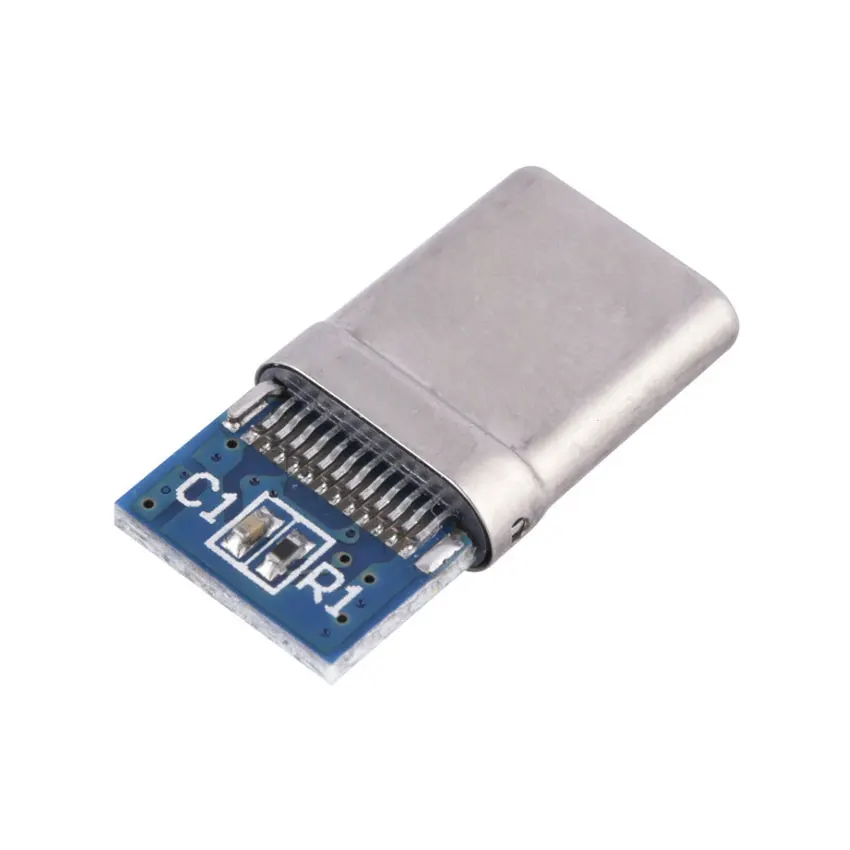 Cltgxdd 1PCS 5A 30V USB 3.1 Type C Male DIY Solder Plug Connector 24Pin Type-C Socket Attached PC Board