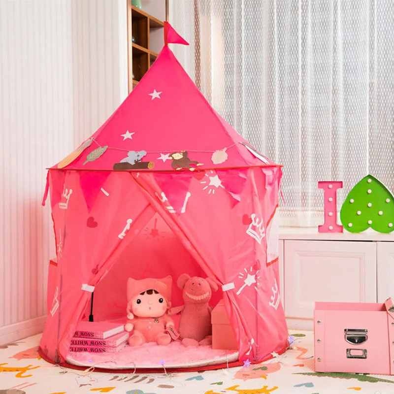 Children Princess Castle Play Tent Kids Game Tent House Portable Playtent Toys Baby Indoor/Outdoor Play House Girl Room Decor