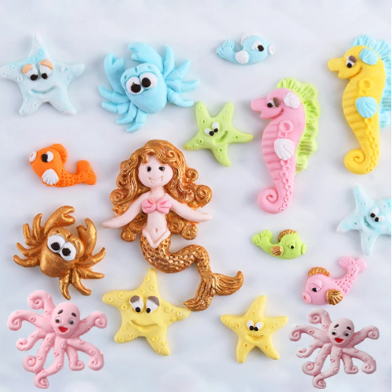 Ocean Series Mermaid Octopus Seahorse Crab Molds Fondant Cake Decor Silicone Mold Chocolate Baking Tools for Cakes Gumpaste Form
