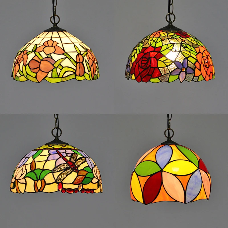 

Retro Tiffany Pendant Light Colour Glass Lights For Bar Dining Room Bedroom Hallway Balcony Home Decor Mediterranean Chandeliers