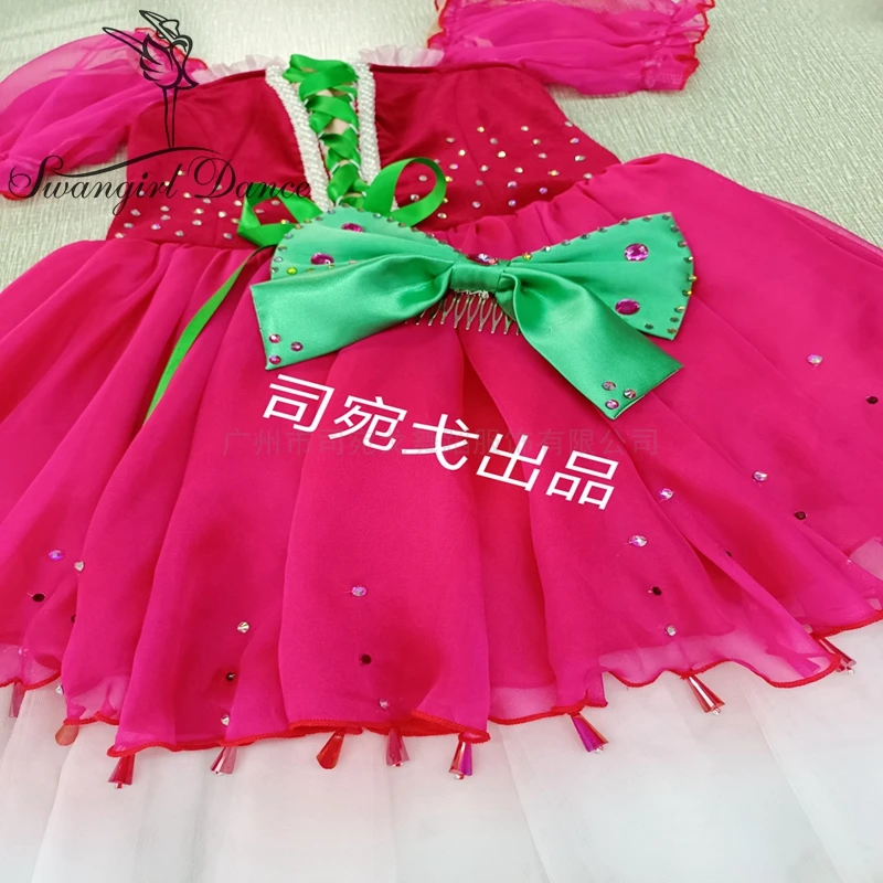 Disfraz de competición profesional para niñas, vestido tutú para Ballet, rojo, chipolilino, BT4045