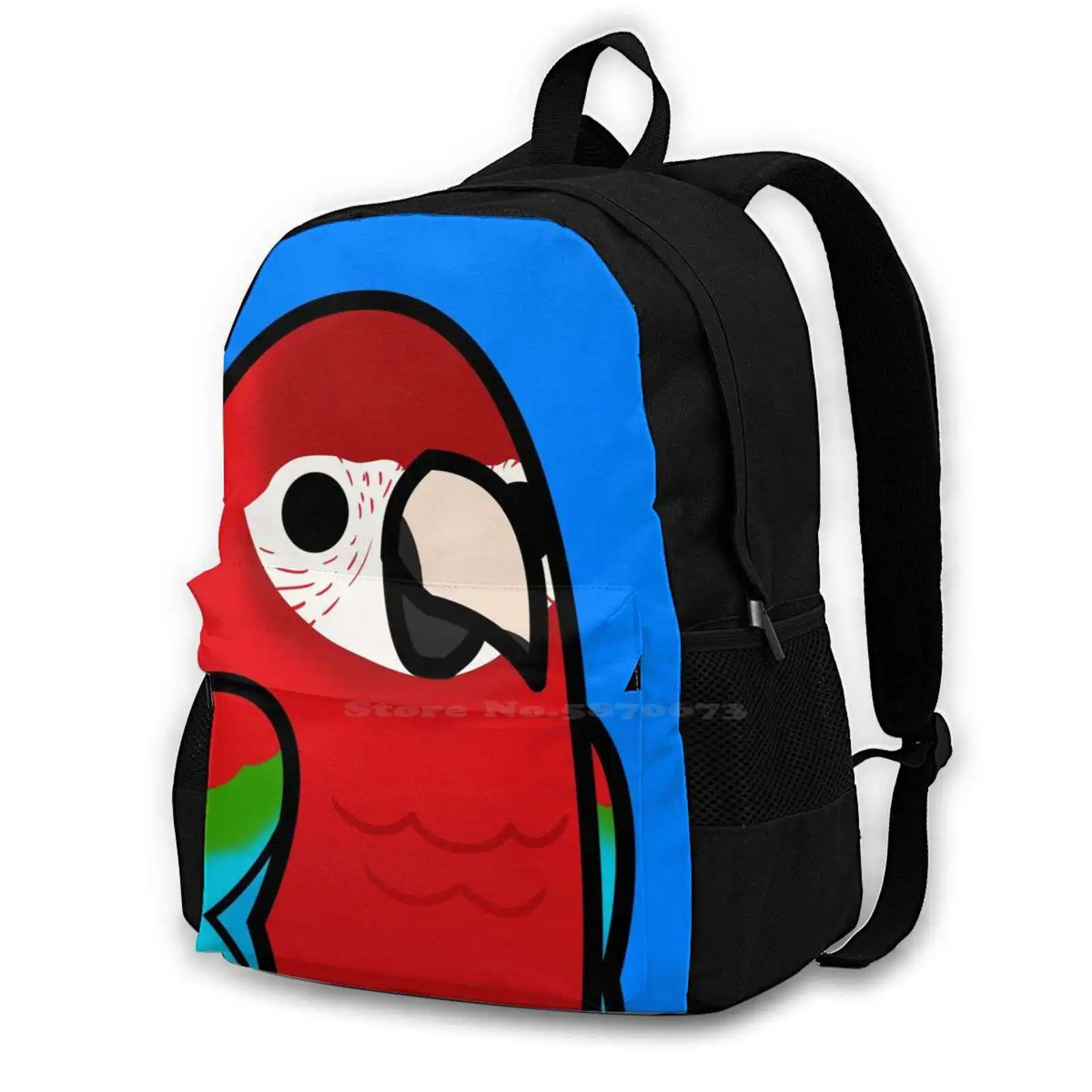 Too Many Birds!-Red & Green Macaw Backpack For Student School Laptop Travel Bag Birds Cute Many Cockatiel Cockatoo African Grey