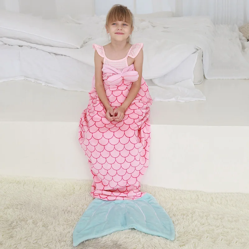 

Kids Sleeping Bags Cartoon Soft Mermaid Tail Blanket for Anti-kick Super Soft Flannel Crocodile Sleeping Sack Child Best Gifts
